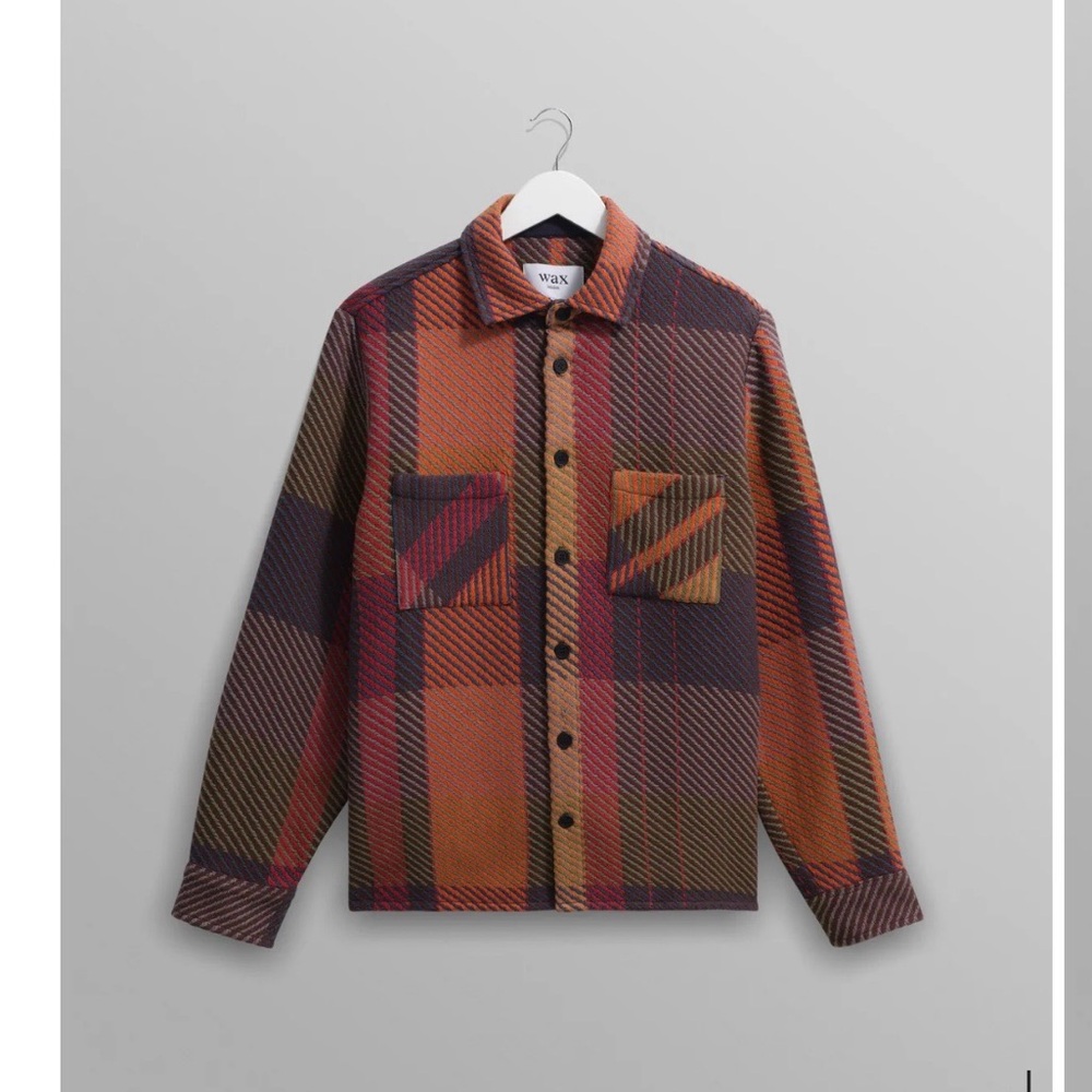 WAX LONDON - WHITING OVERSHIRT TEMPO CHECK ORANGE MULTI PLAID - Men’s Small